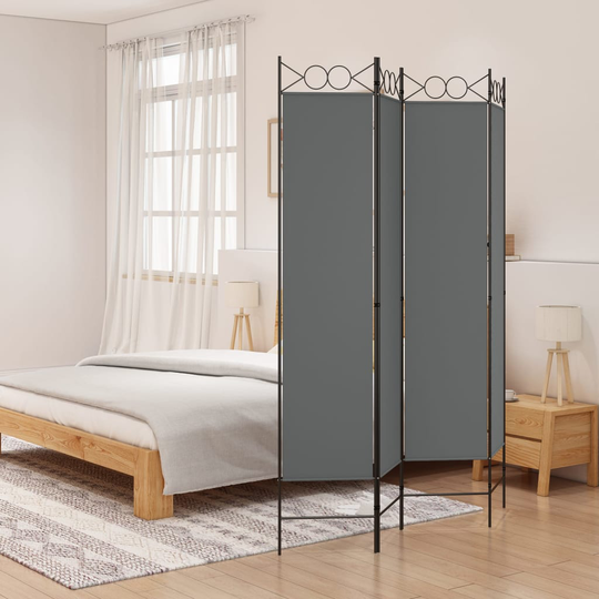 vidaXL Rumsavdelare 4 paneler antracit 160x200 cm tyg