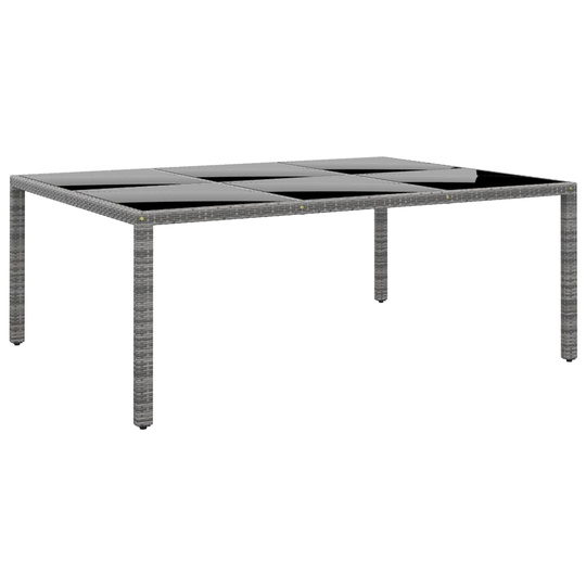 vidaXL Utebord 200x150x75 cm härdat glas och konstrotting grå