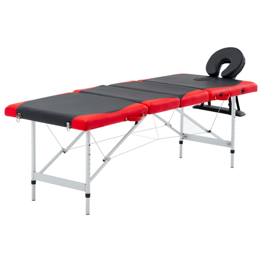 vidaXL Hopfällbar massagebänk 4 sektioner aluminium svart och röd