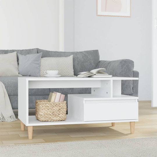 vidaXL Soffbord vit 90x49x45 cm konstruerat trä