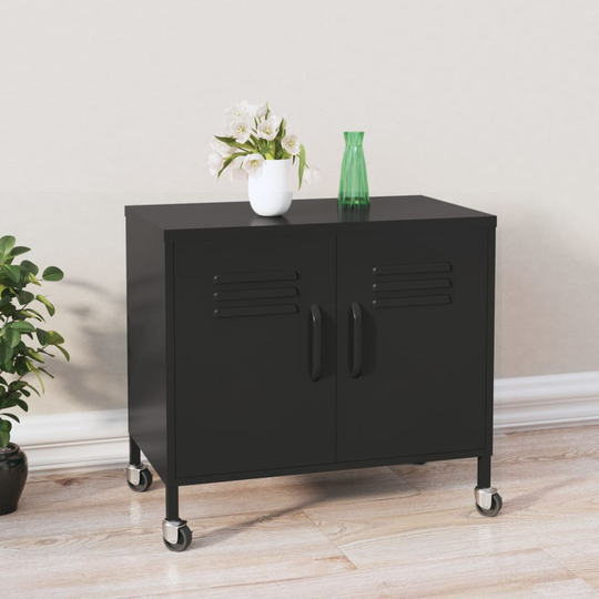vidaXL Förvaringsskåp svart 60x35x49 cm stål