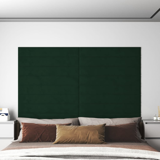 vidaXL Väggpaneler 12 st mörkgrön 90x15 cm sammet 1,62 m²