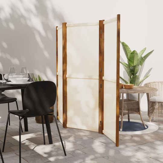 vidaXL Rumsavdelare 3 paneler gräddvit 210x180 cm