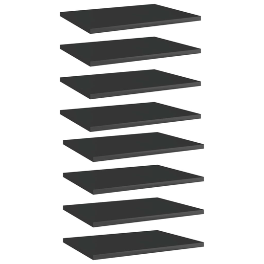 vidaXL Hyllplan 8 st svart högglans 40x30x1,5 cm spånskiva