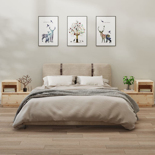 vidaXL Sängbord 2 st 60x34x51 cm massiv furu