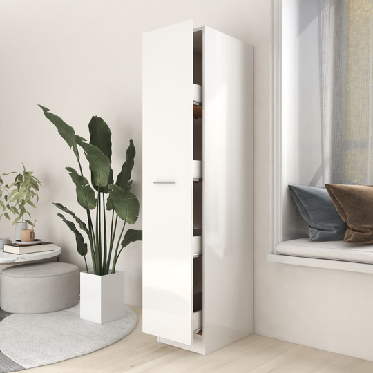 vidaXL Apoteksskåp vit högglans 30x42,5x150 cm spånskiva