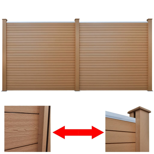 vidaXL Staketpanel trädgård 2 st WPC 361 cm brun