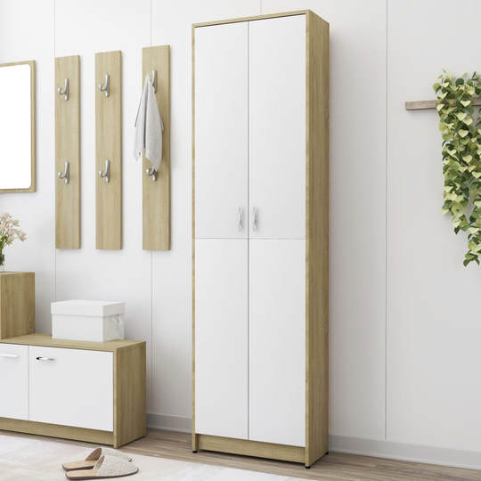 vidaXL Hallgarderob vit och sonoma-ek 55x25x189 cm konstruerat trä
