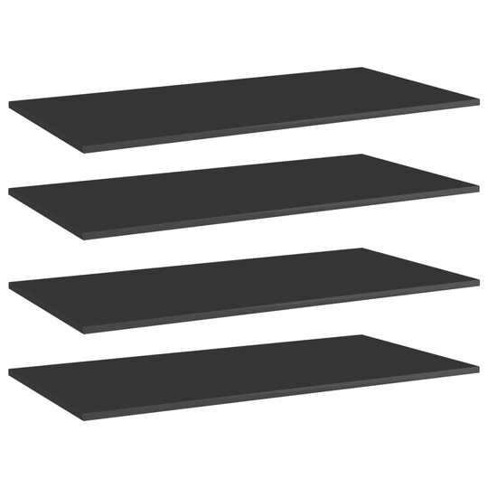 vidaXL Hyllplan 4 st svart högglans 100x50x1,5 cm spånskiva
