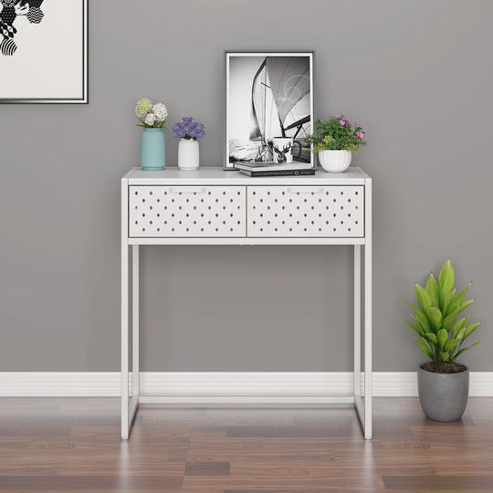 vidaXL Konsolbord vit 72x35x75 cm stål