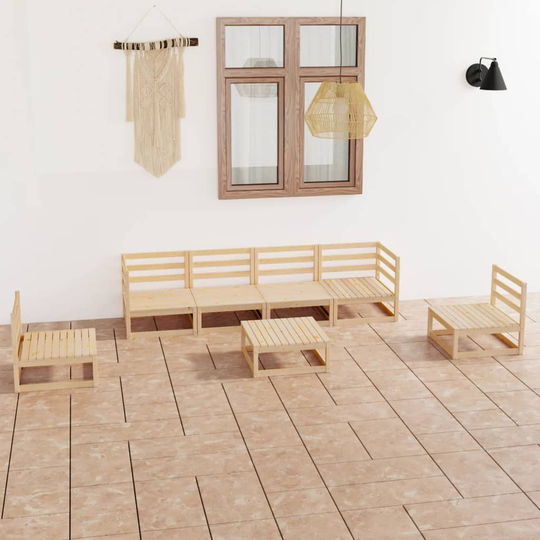 vidaXL Loungegrupp 7 delar massiv furu