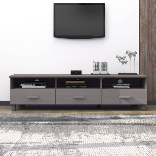 vidaXL TV-bänk ljusgrå 158x40x40 cm massiv furu