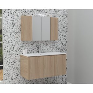 Möbelpaket Verona 100 - Beige med spegelskåp
