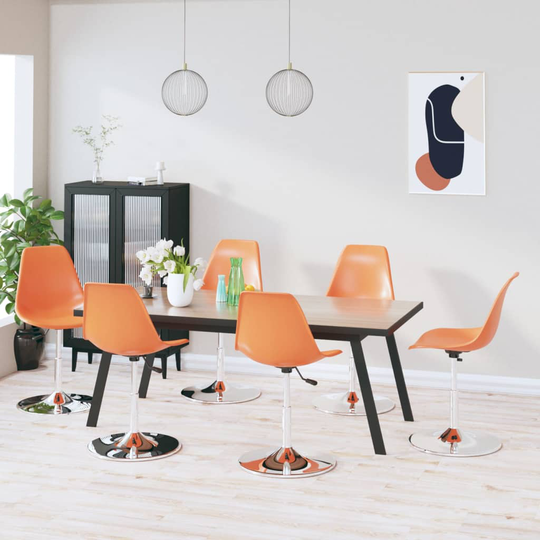vidaXL Snurrbara matstolar 6 st orange PP