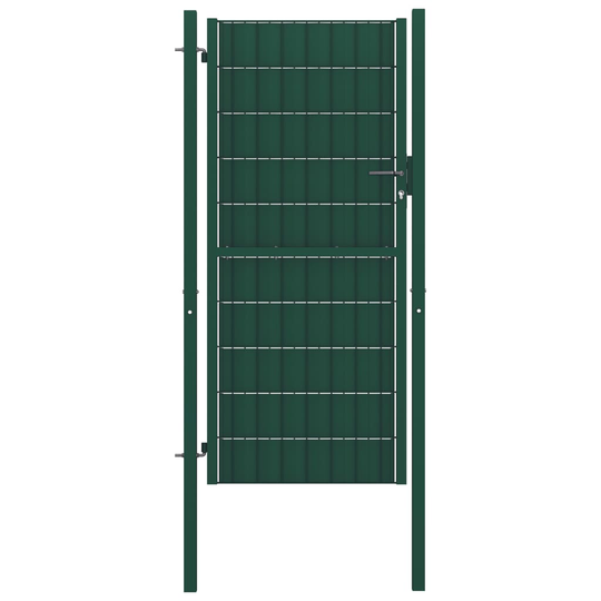 vidaXL Trädgårdsgrind PVC och stål 100x124 cm grön