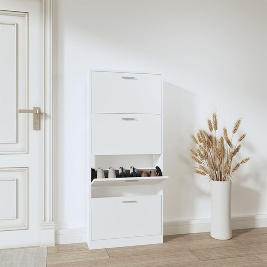 vidaXL Skoskåp vit 59x17x150 cm konstruerat trä