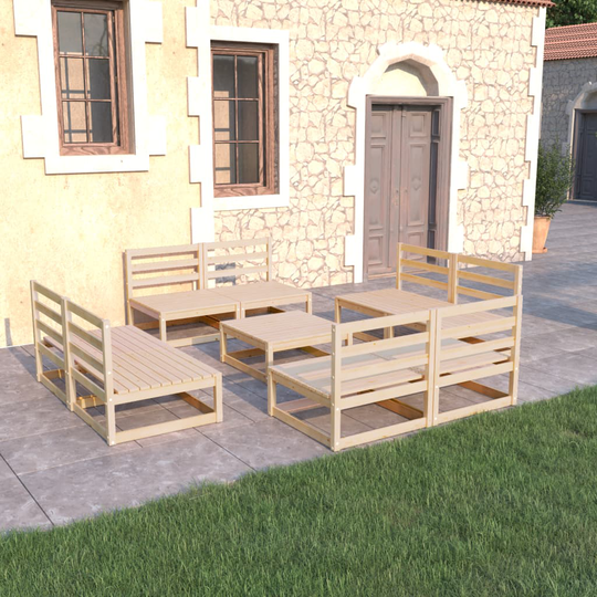 vidaXL Loungegrupp 9 delar massiv furu