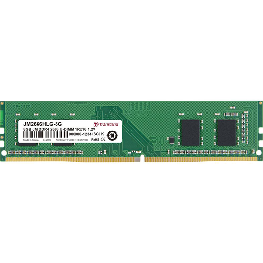 Transcend JM2666HLG-8G Internminne Desktop Modul JetRam 8 GB 1 x 8 GB DDR4 2666 MHz CL19