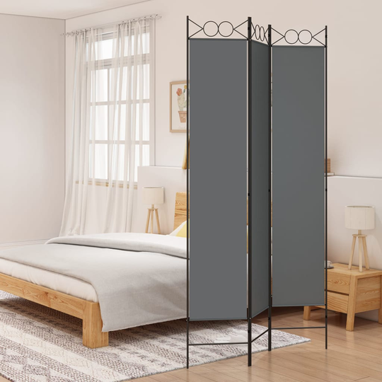vidaXL Rumsavdelare 3 paneler antracit 120x220 cm tyg