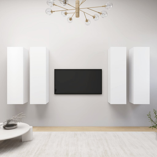 vidaXL TV-skåp 4 st vit 30,5x30x110 cm spånskiva