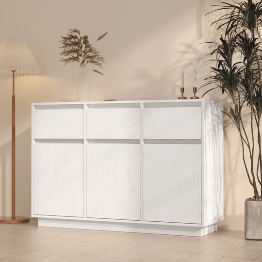 vidaXL Skänk vit 110x34x75 cm massiv furu