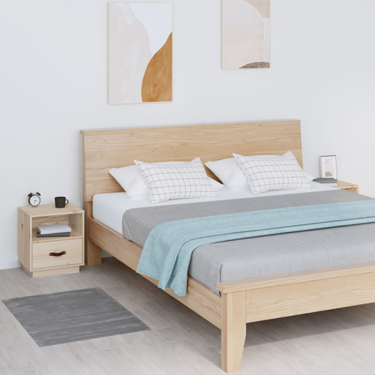 vidaXL Sängbord 2 st vit 40x34x45 cm massivt furuträ