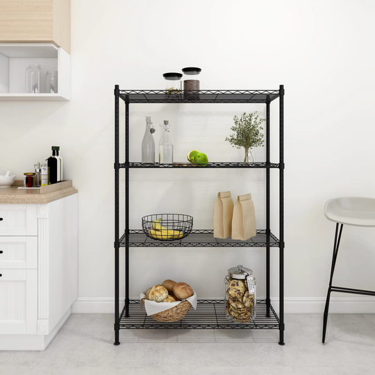 vidaXL Förvaringshylla med 4 hyllplan 90x35x137 cm svart 200 kg