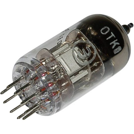 6 N 2 P = 6 H 2 n Elektronrör Dubbeltriod 250 V 2.3 mA Antal poler: 9 Sockel: Noval Innehåll 1 st