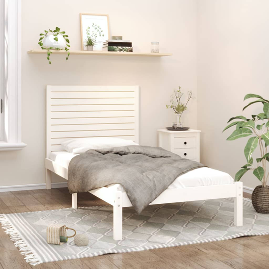 vidaXL Sängram vit massivt trä 100x200 cm