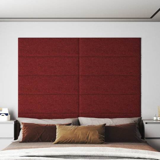 vidaXL Väggpaneler 12 st vinröd 90x30 cm tyg 3,24 m²