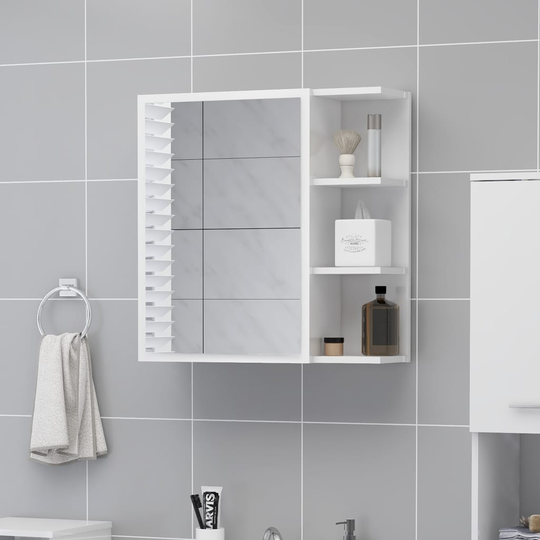 vidaXL Spegelskåp för badrum vit högglans 62,5x20,5x64 cm spånskiva
