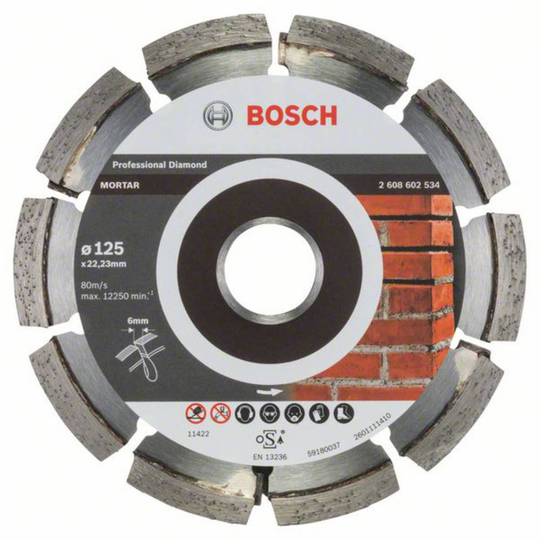 Grout Borttagning Bit Expert för Murbruk, 125 x 6 x 7 x 22,23 mm Bosch Accessories 2608602534 Diameter 125 mm 1 st