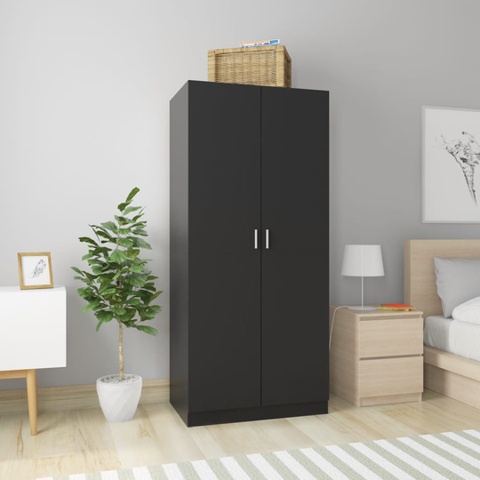 vidaXL Garderob svart 80x52x180 cm spånskiva