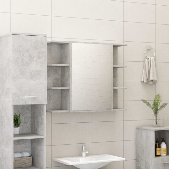 vidaXL Spegelskåp för badrum betonggrå 80x20,5x64 cm spånskiva