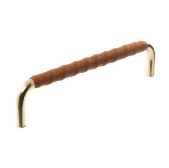 Linfalk Handtag mässing/cognac läder lindat, utan fot 7353-96-0131LL