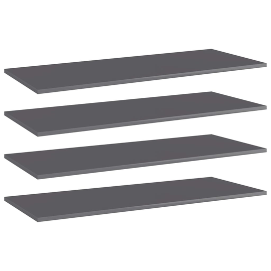 vidaXL Hyllplan 4 st grå högglans 100x40x1,5 cm spånskiva