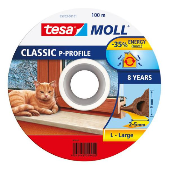 Tesa P-list 55703-00101-00 Tätningslist EPDM, 100 m, 9 mm x 5.5 mm Brun