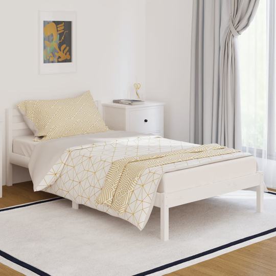 vidaXL Sängram massiv furu 100x200 cm vit