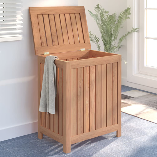 vidaXL Tvättkorg 50x35x60 cm massivt teakträ