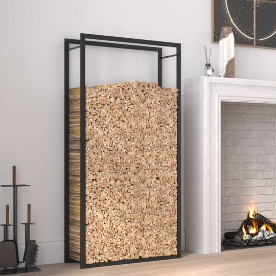 vidaXL Vedställ matt svart 80x28x154 cm stål