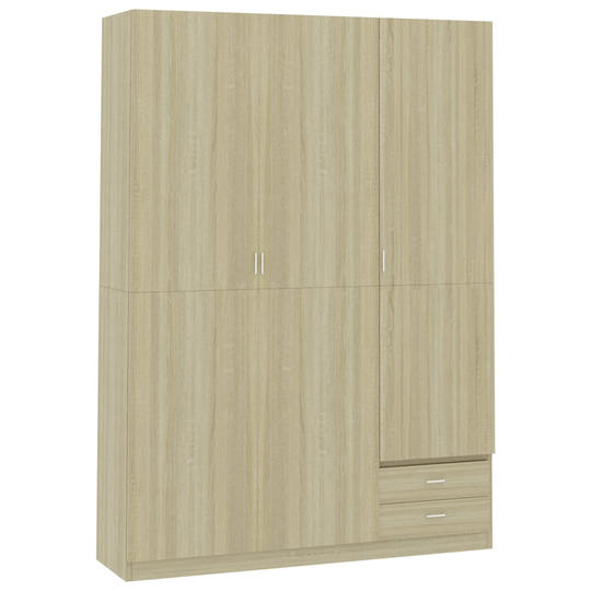 vidaXL Garderob 3 dörrar sonoma-ek 120x50x180 cm spånskiva