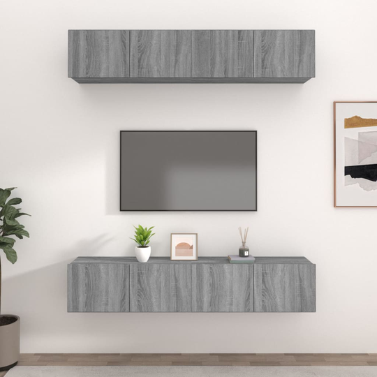 vidaXL TV-bänk 4 st grå sonoma 80x30x30 cm konstruerat trä