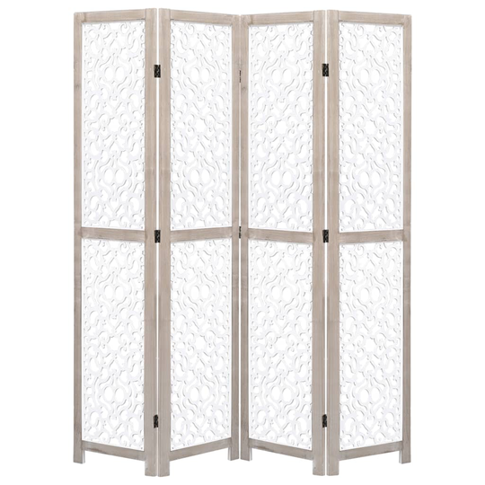 vidaXL Rumsavdelare 4 paneler vit 140x165 cm massivt trä