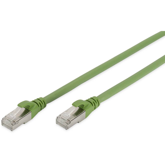 Digitus DK-1644-A-PUR-100 RJ45 Nätverk Anslutningskabel CAT 6A S/FTP 10.00 m Grön Folieskärmning, Totalt skärmad, Skärmad, Halogenfri, Simplex, dubbelt