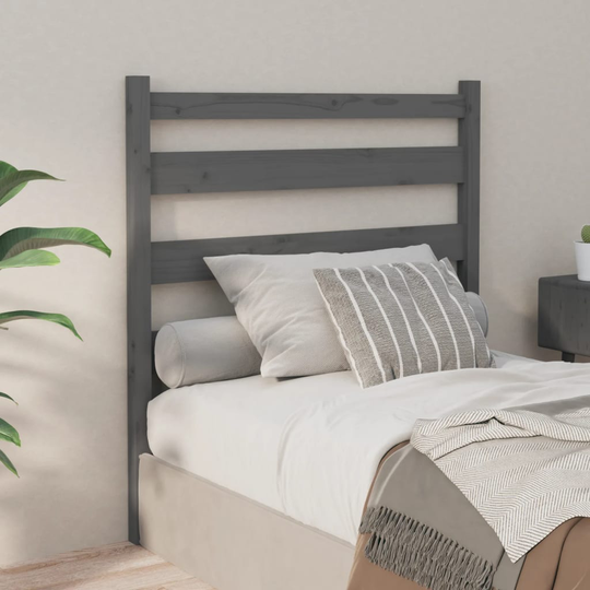 vidaXL Sänggavel grå 106x4x100 cm massiv furu