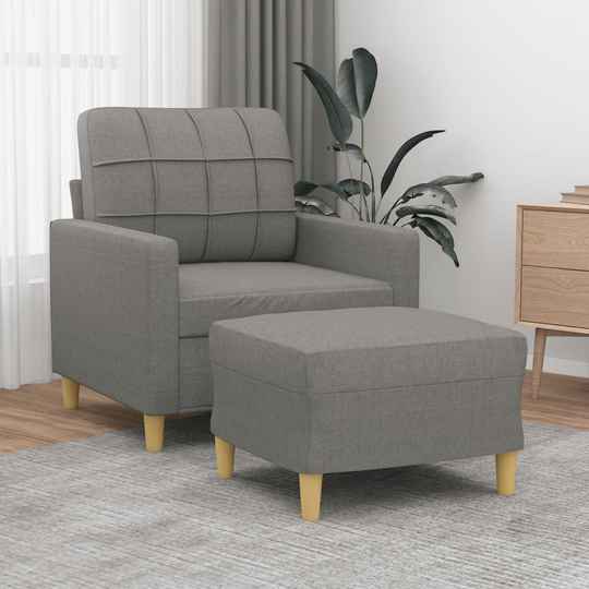 vidaXL Fåtölj med fotpall mörkgrå 60 cm tyg