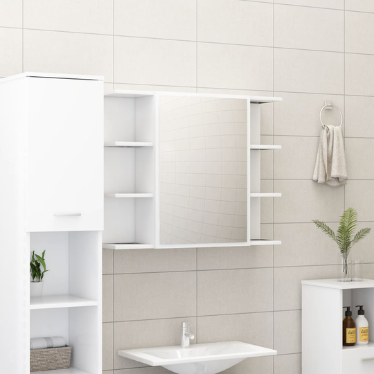 vidaXL Spegelskåp för badrum vit 80x20,5x64 cm konstruerat trä