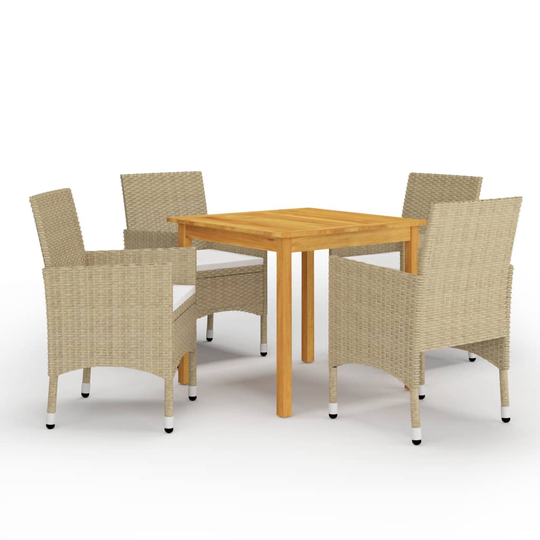 vidaXL Matgrupp för trädgården 5 delar beige