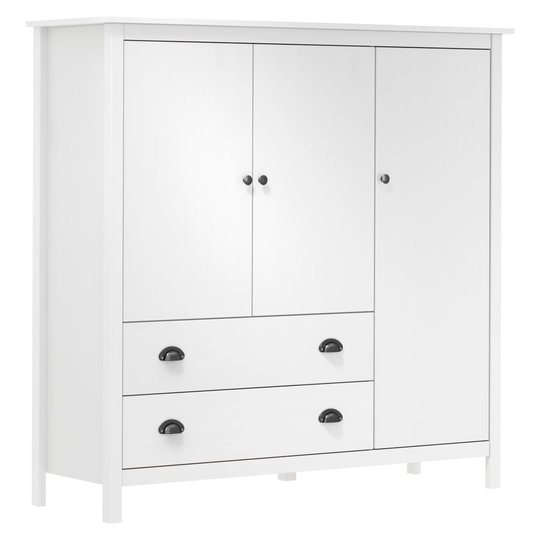 vidaXL Garderob 3 dörrar Hill Range vit 142x45x137 cm massiv furu