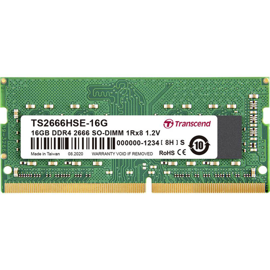 Transcend TS2666HSE-16G Internminne Laptop Modul 16 GB 1 x 16 GB DDR4 2666 MHz CL19